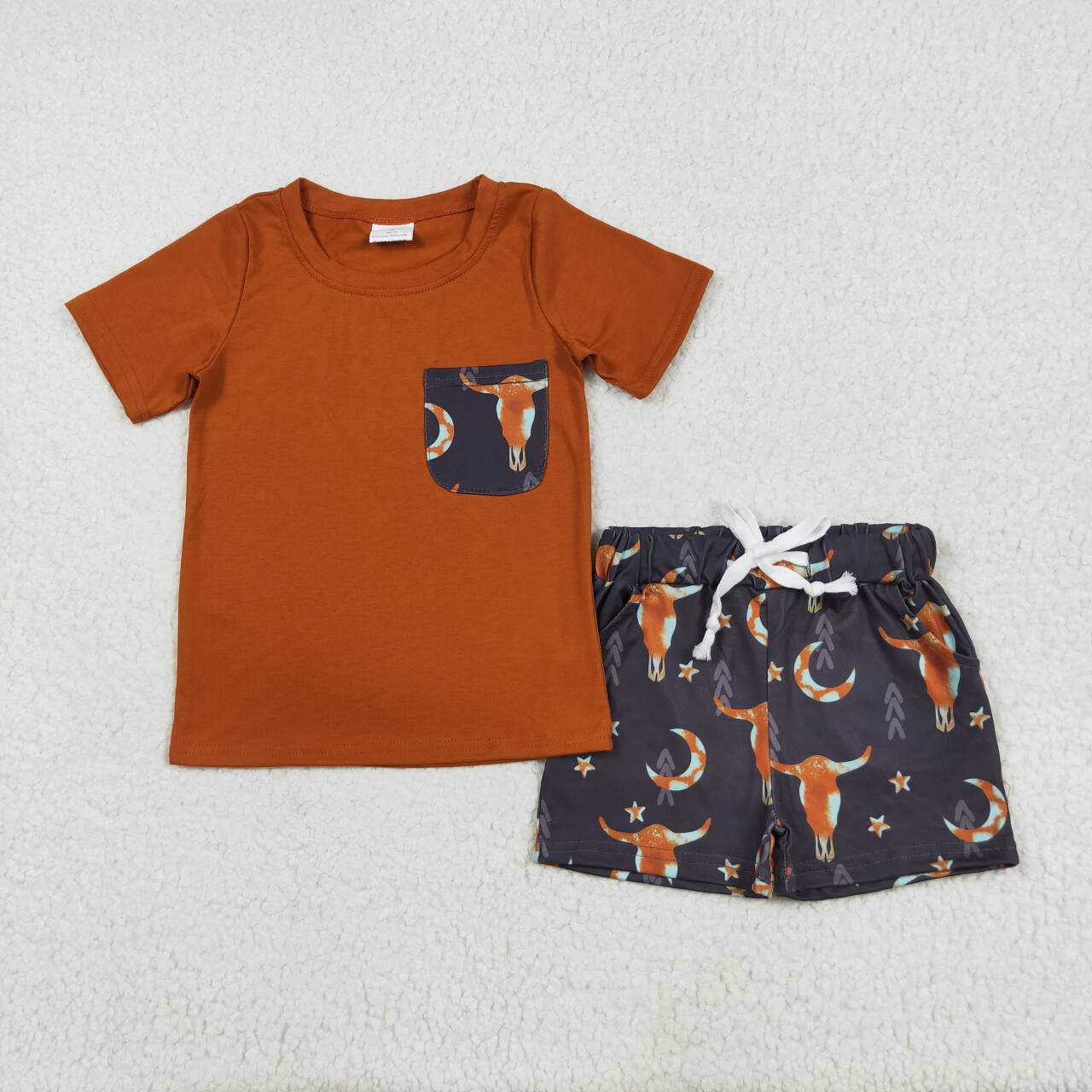 baby boy western cow short sleeve outfit