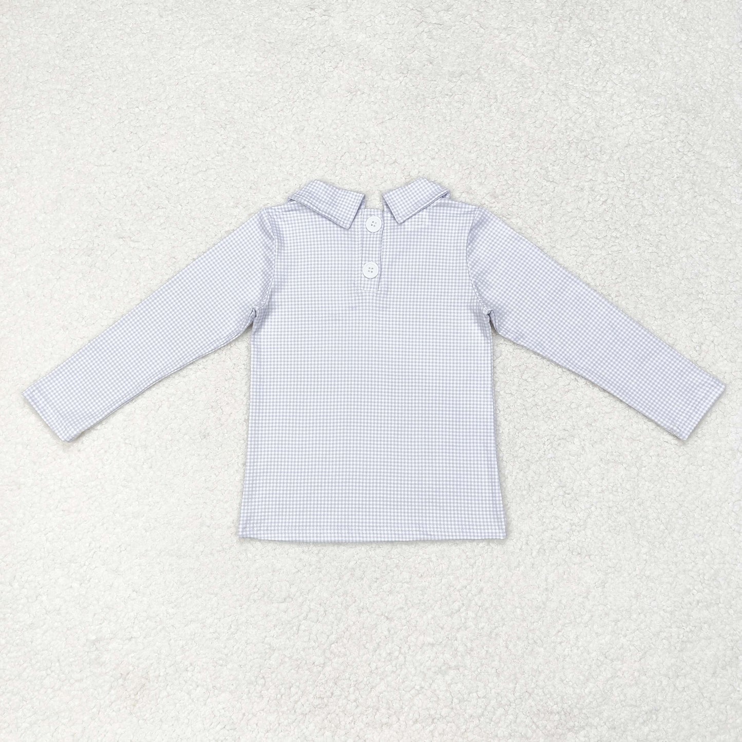 baby boy long sleeve blue gingham polo shirt