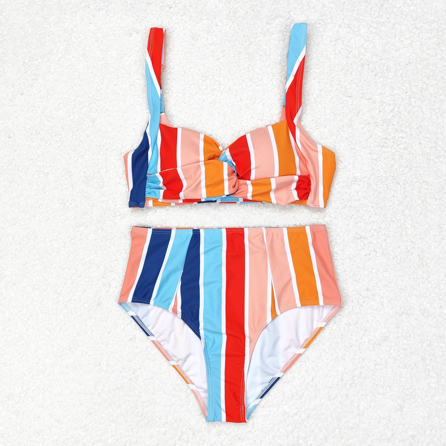 adult women stripes two pieces swimwear