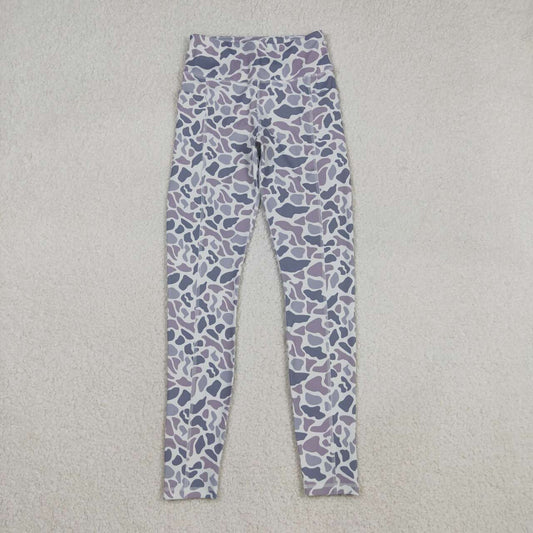 Adult women light grey camo yoga legging pants