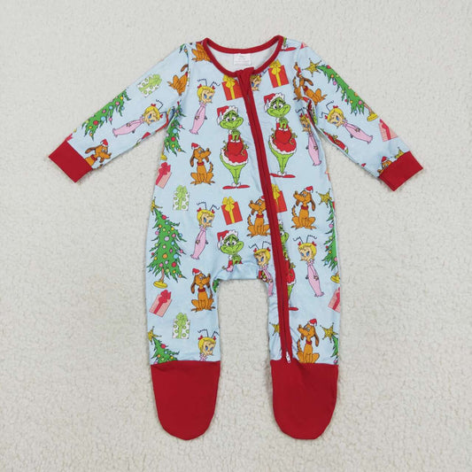 Christmas green face kids long sleeve romper