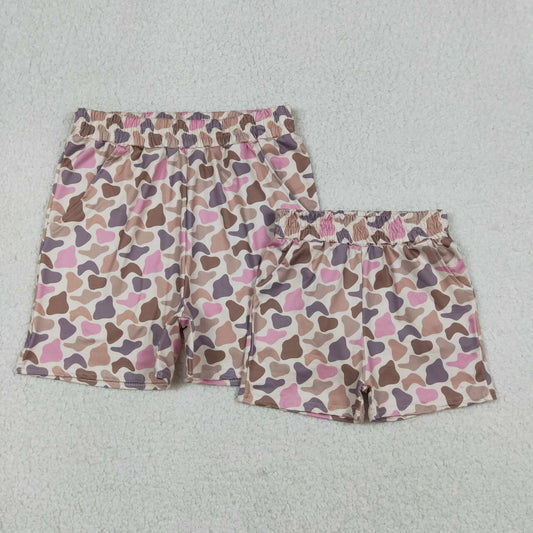 Mommy and me camo design summer shorts