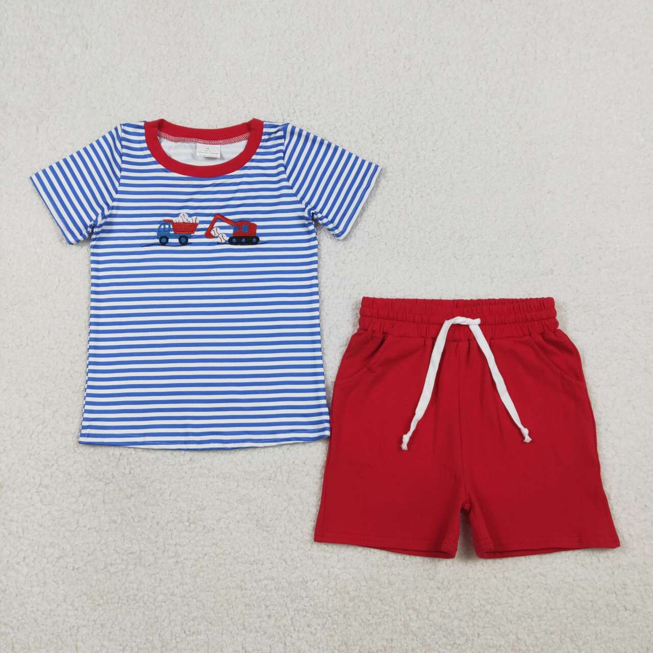 Embroidery Baseball top matching shorts boy summer outfit