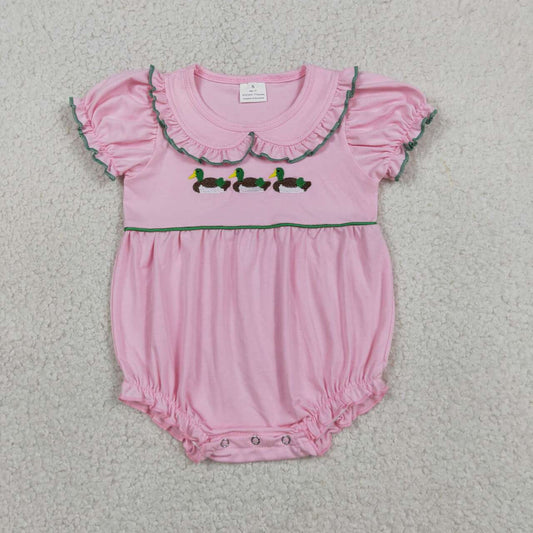 Embroidery Mallard duck toddle baby baby short sleeve romper