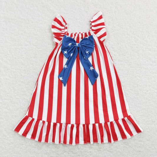 American girls red stripes 4th of july dress