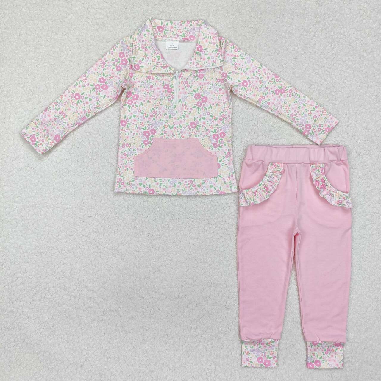 Infant baby girls flower print long sleeve clothing set