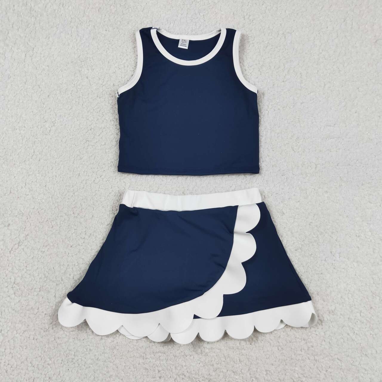 Navy yoga top matching skorts girls summer outfit
