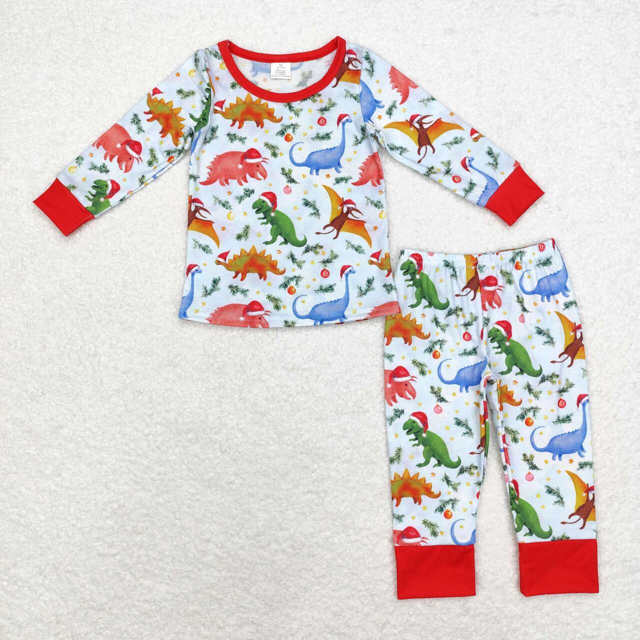 baby boy clothes christmas dinosaur bamboo pajama set