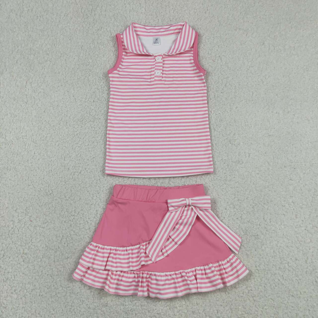 Pink tank top matching shorts girls summer yoga outfit