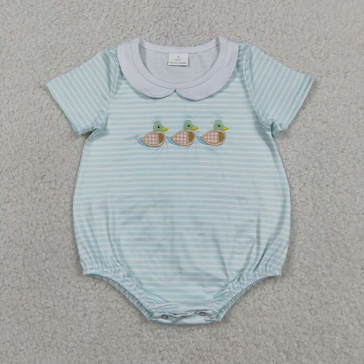 Toddle boy short sleeve embroidery mallard duck romper