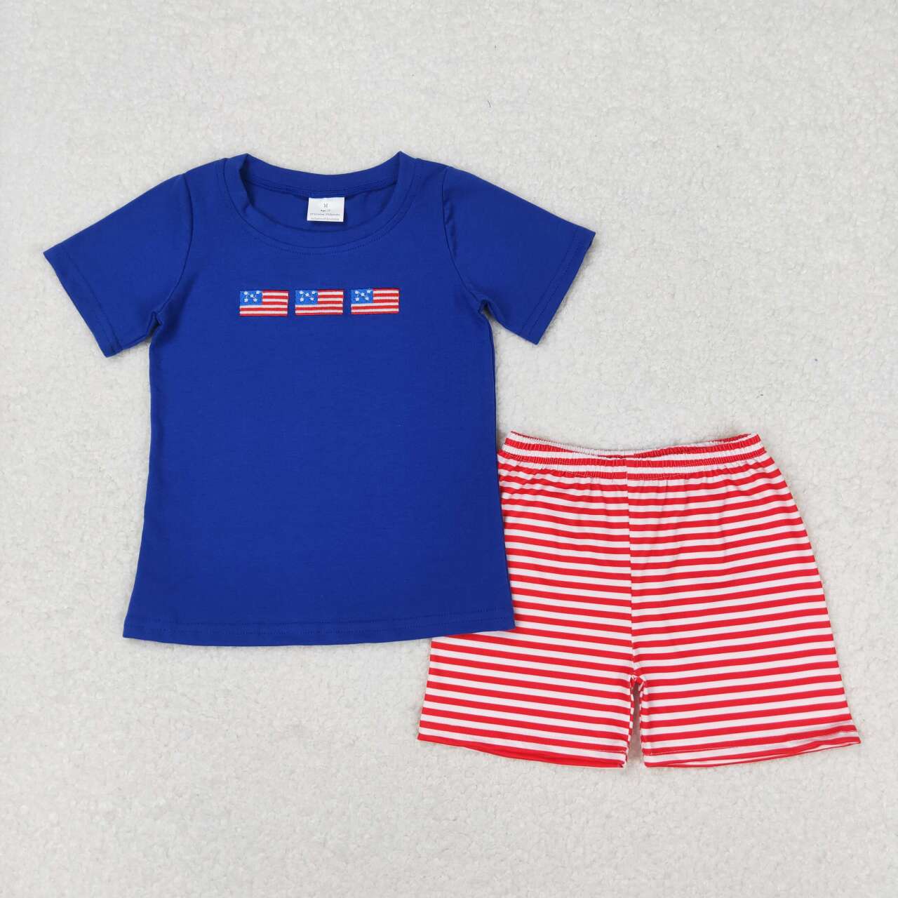 Embroidery July 4th American flag baby boy outfit