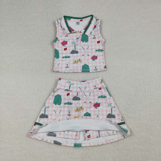 Golf tank top matching skirt girls yoga outfit
