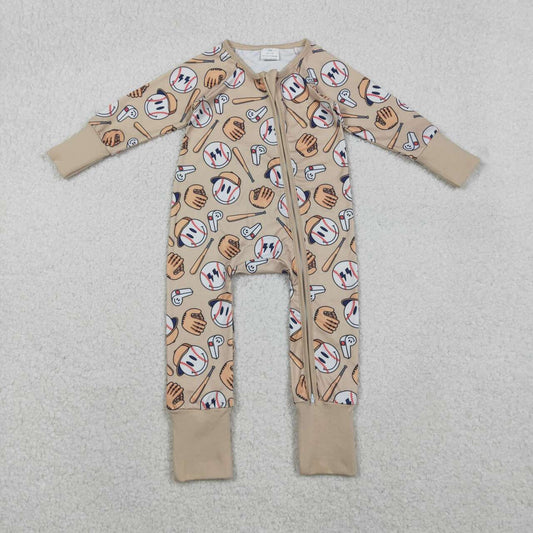 Toddle baby smile face baseball long sleeve romper
