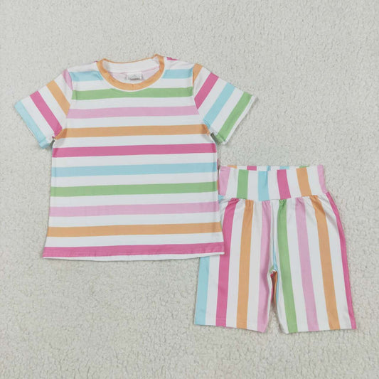 Toddle baby girl colorful stripes summer outfit