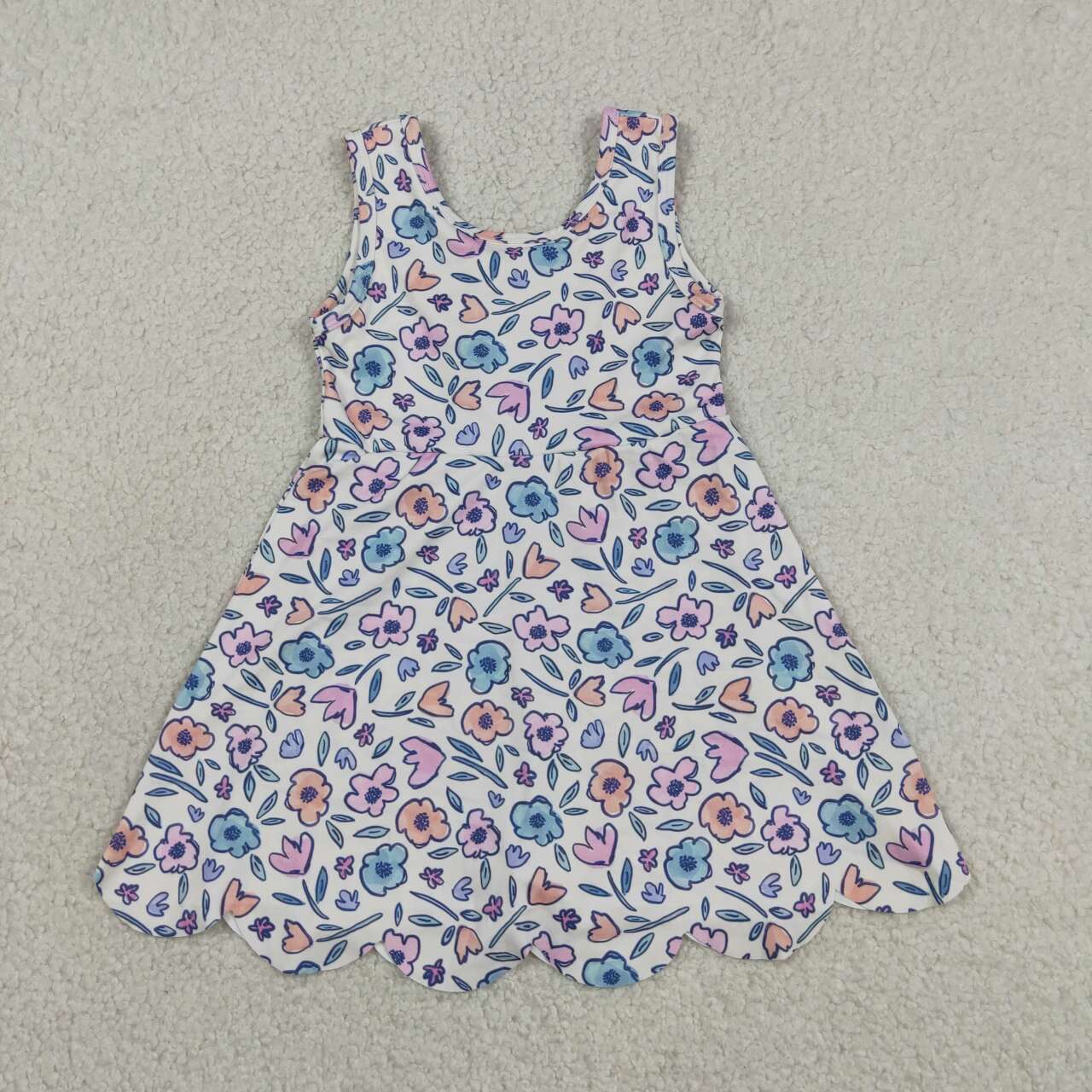 Toddle girls pink blue flowers design yoga dress