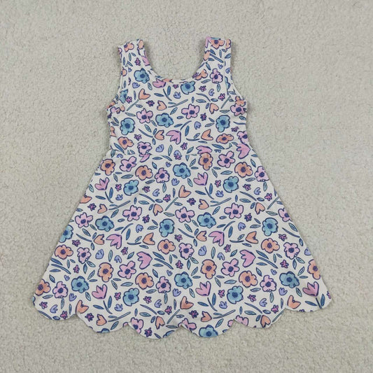 Toddle girls pink blue flowers design yoga dress