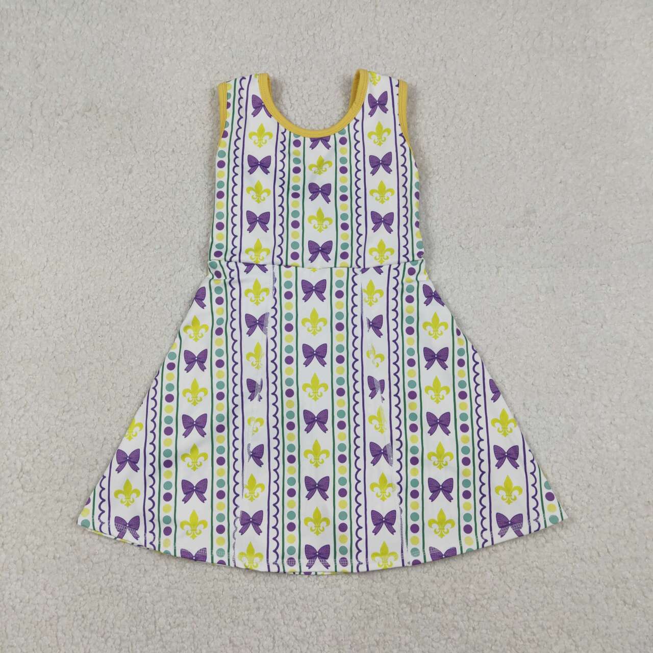 Mardi Gras bow design girls yoga dress