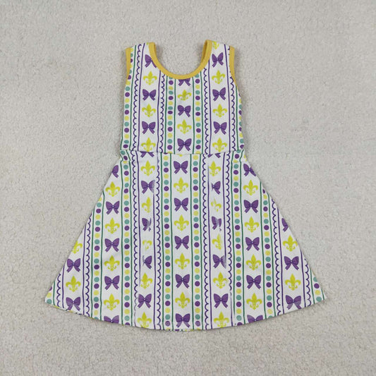 Mardi Gras bow design girls yoga dress
