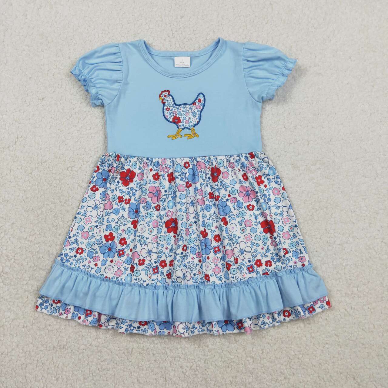 Embroidery Floral chicken toddle baby girls dress