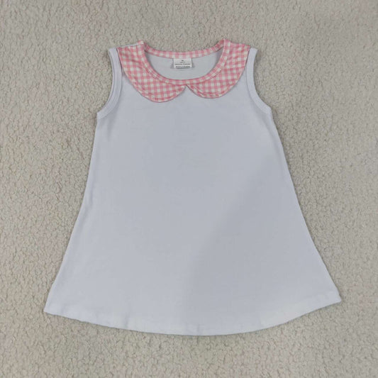 White color pink collar toddle girls summer tank top