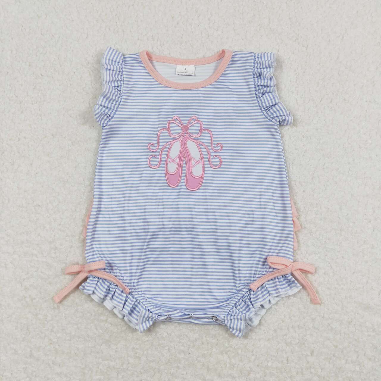 embroidery blue stripes dance romper