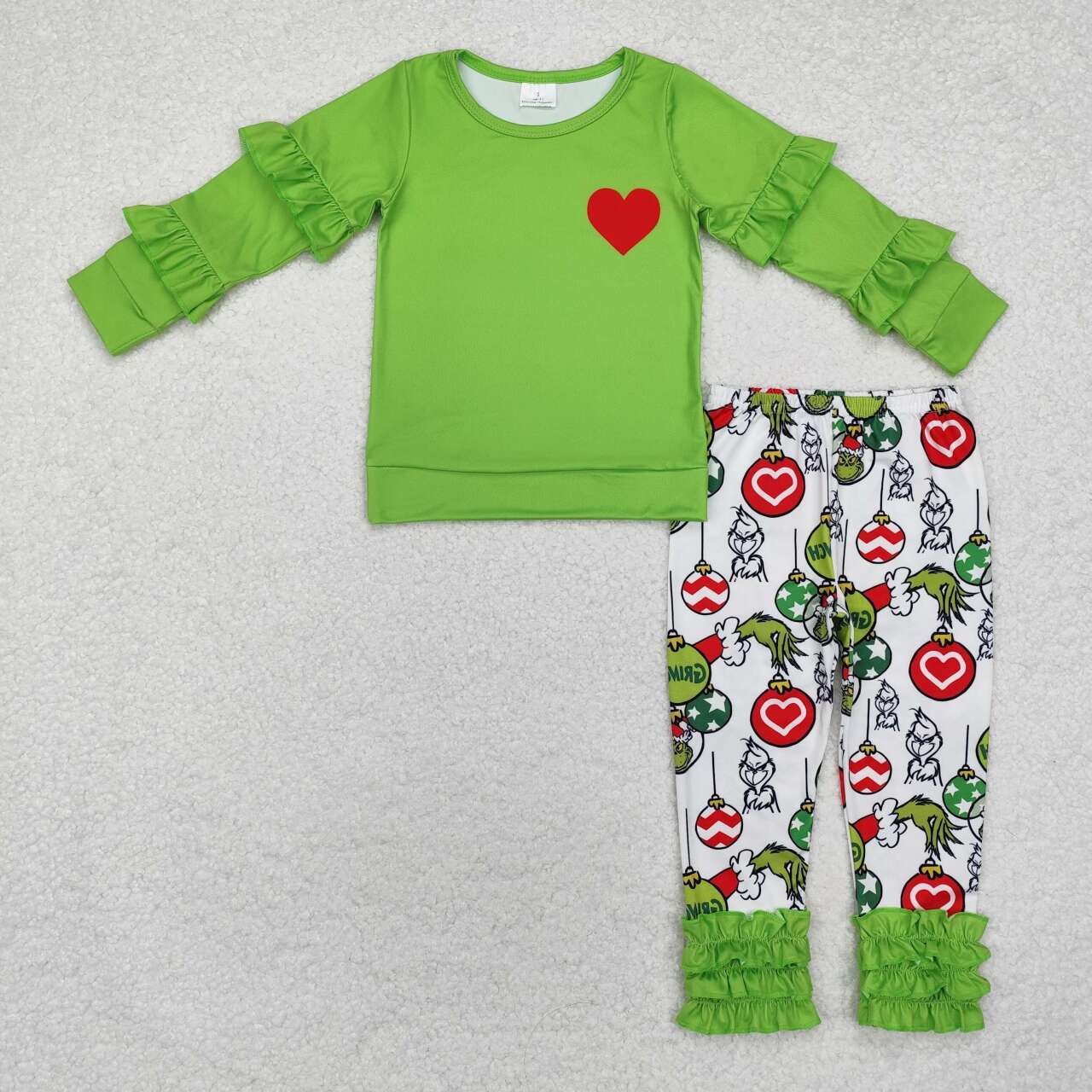 baby girl Christmas green face matching clothes