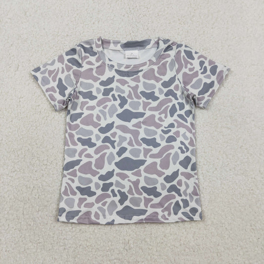 Light grey camo design kids boy short sleeve top