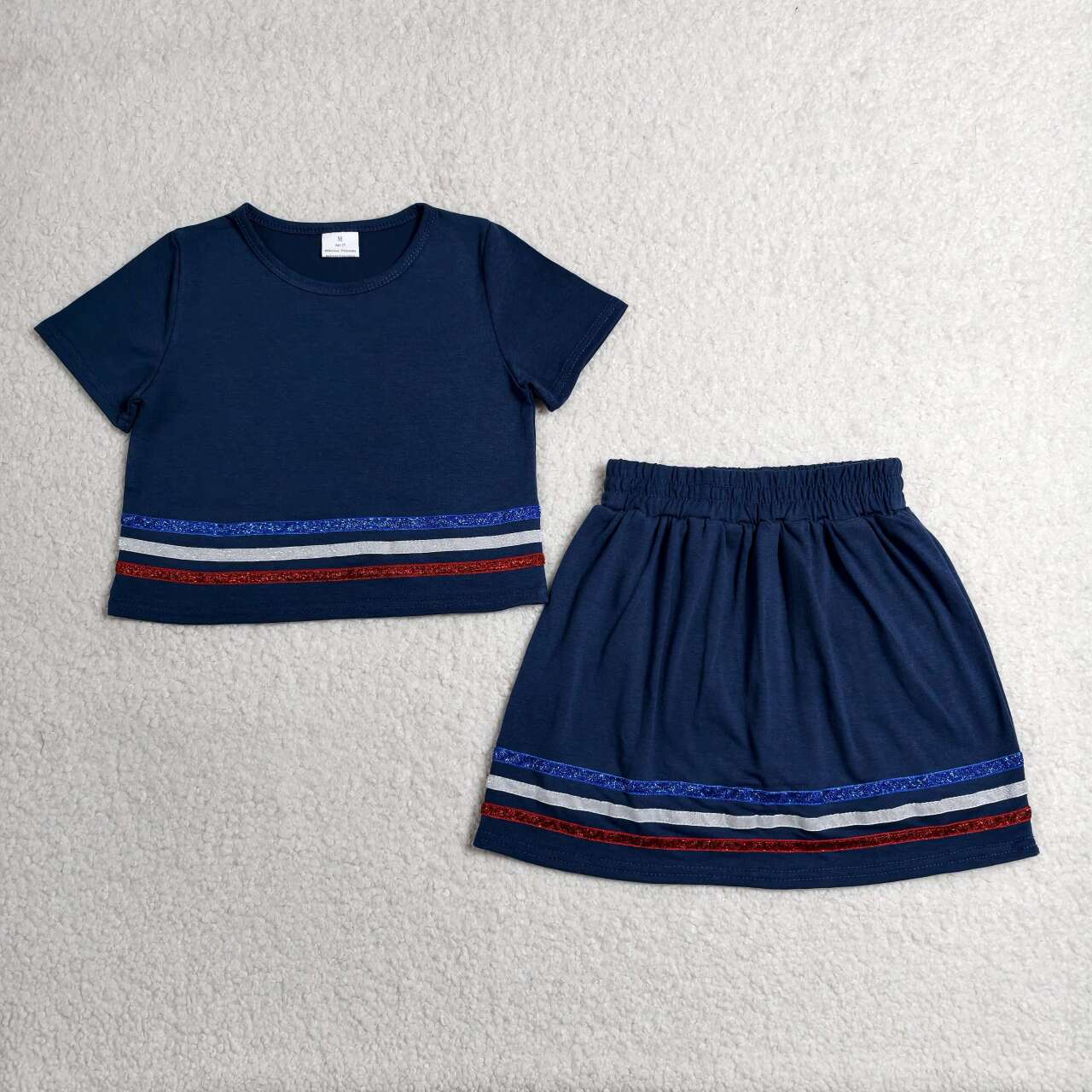 Navy top matching shorts girls summer outfit