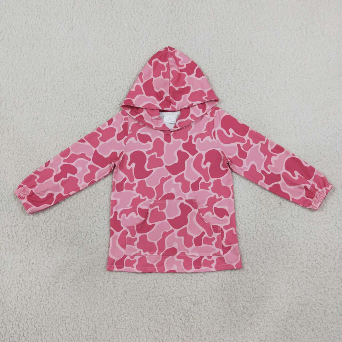 Girls pink camo long sleeve hoodie top