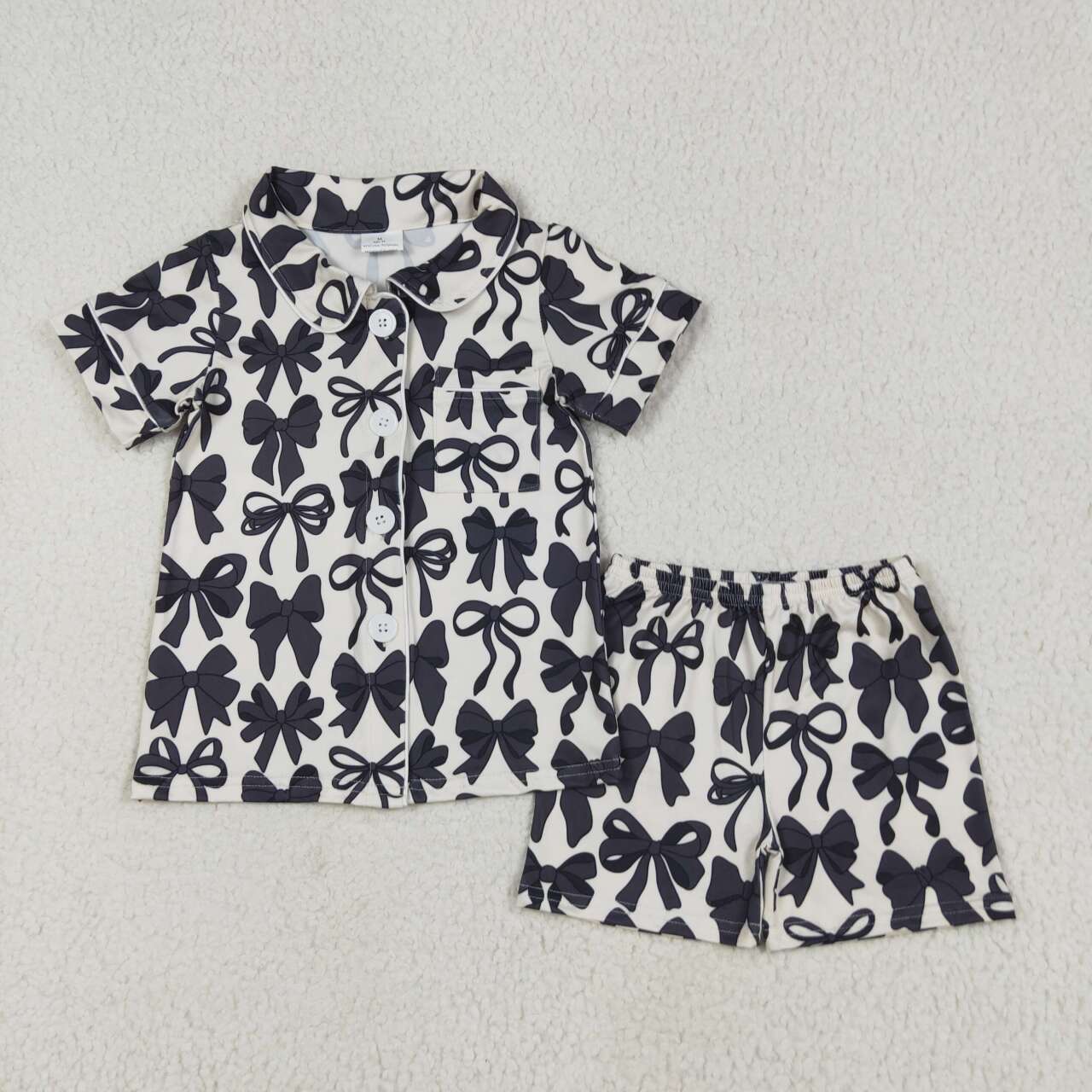 Black bow girls summer pajama set outfit
