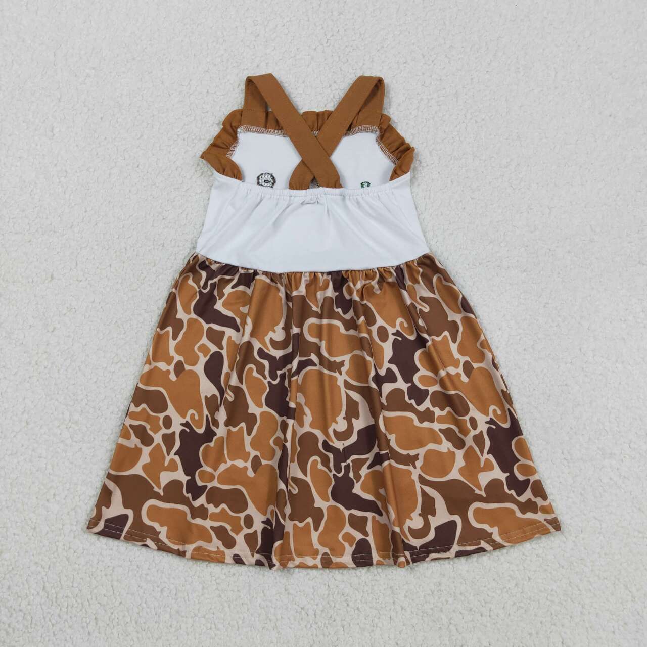 Embroidery Duck call dog gone hunting baby girl camo dress