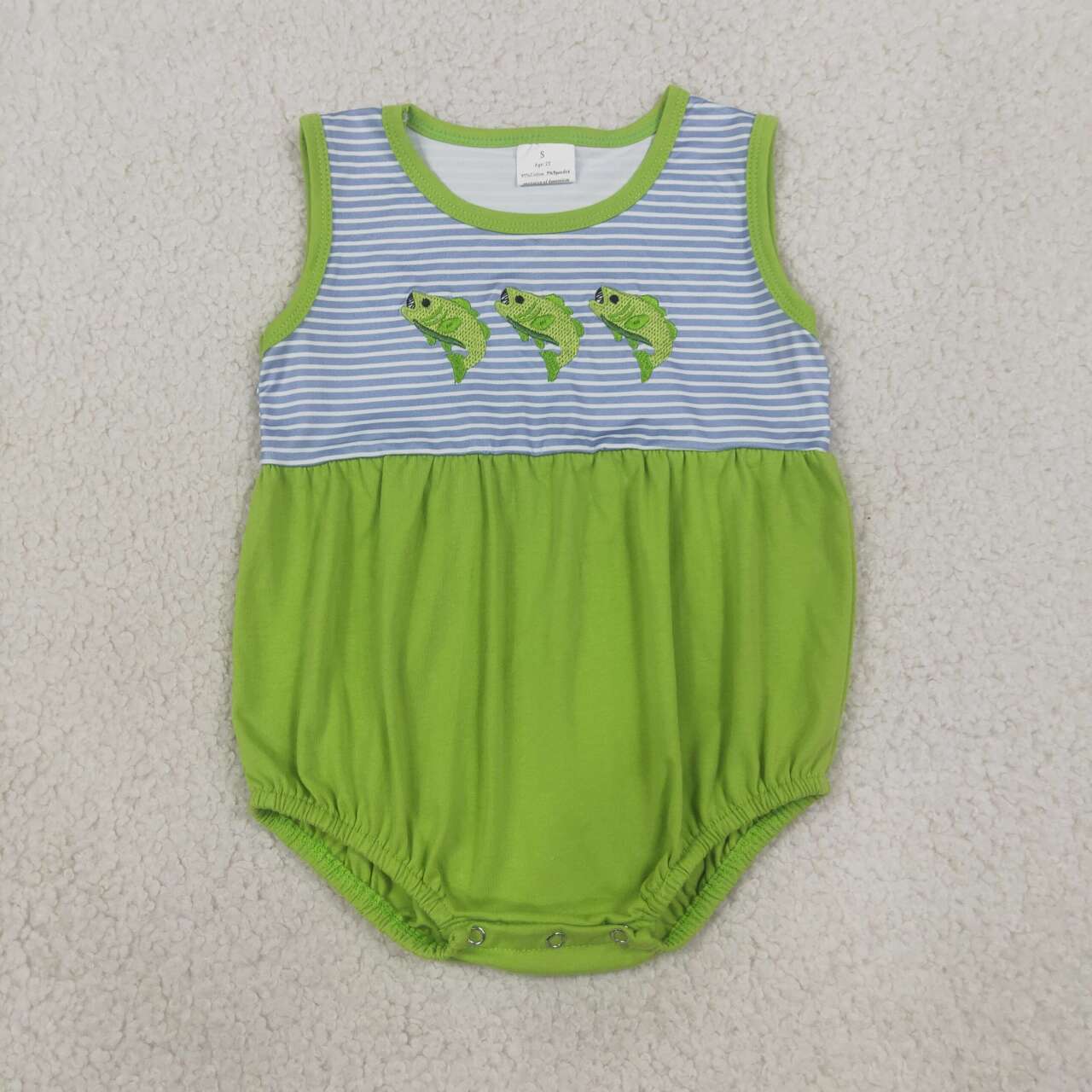 Embroidery Fishing print toodle boy summer romper