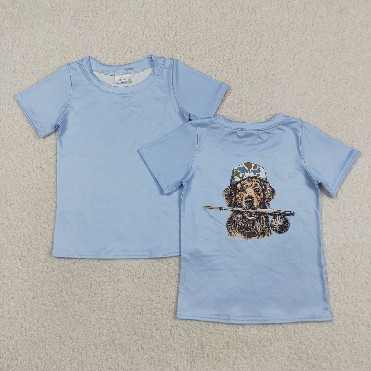 Hunting dog print boy short sleeve top