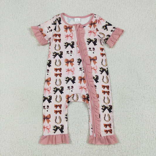 Toddle girls pink bow design zip romper