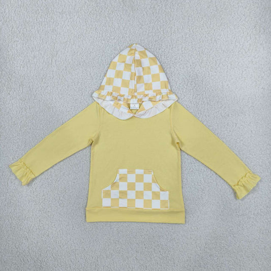 Yellow color girls long sleeve hoodie top