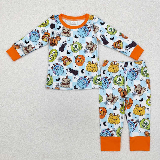 Halloween pumpkin cartoon face pajama set