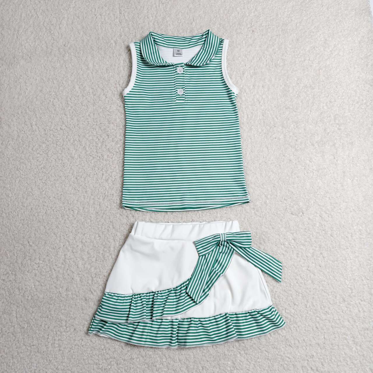 Grey green tank top matching skorts girls summer yoga outfit