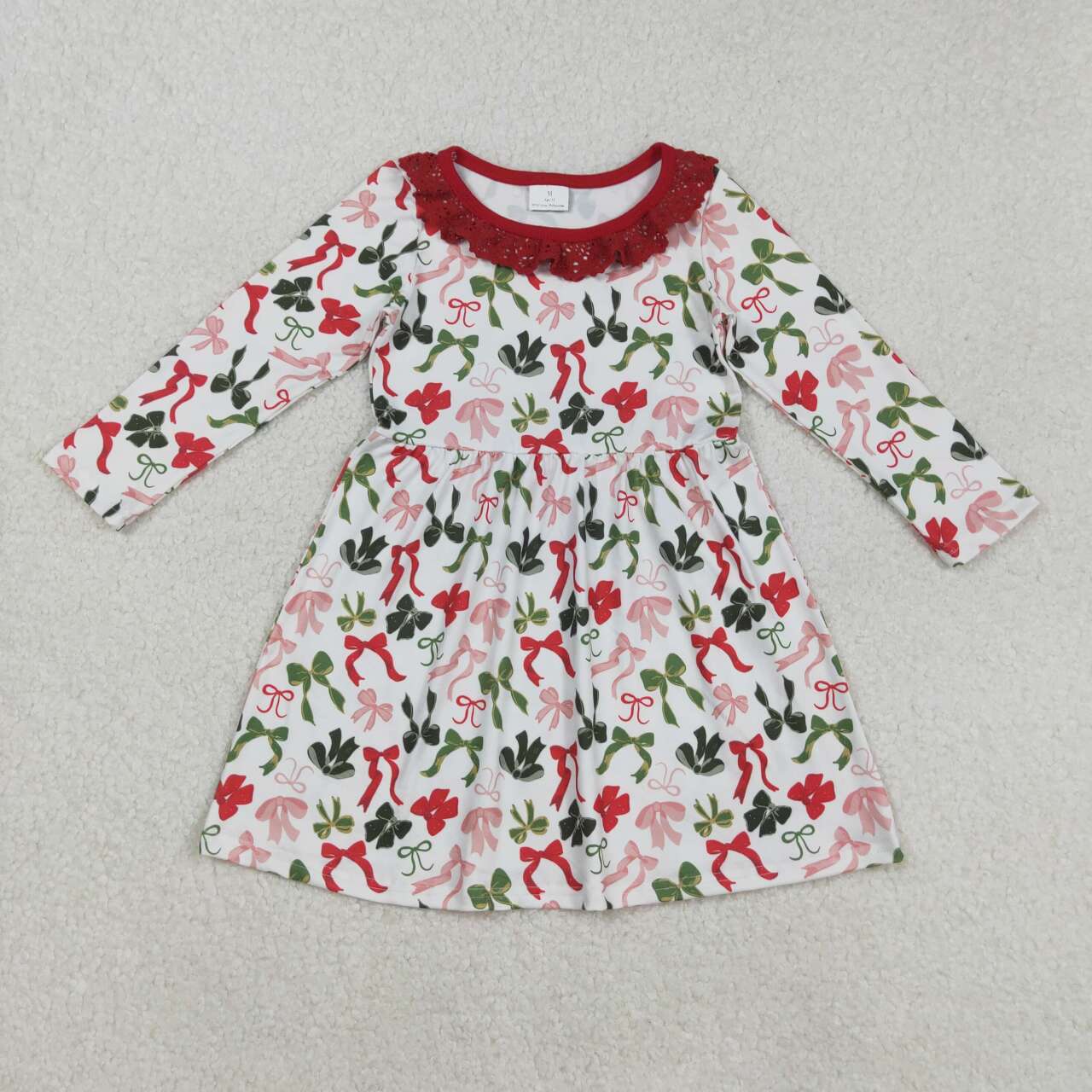 Toddle girls Christmas red green bow dress