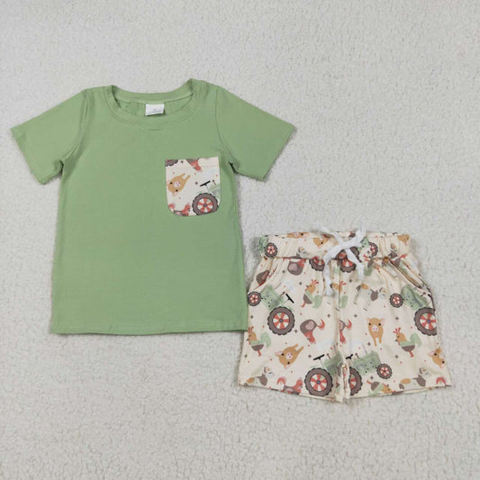 Farm animal tractor baby boy summer clothes