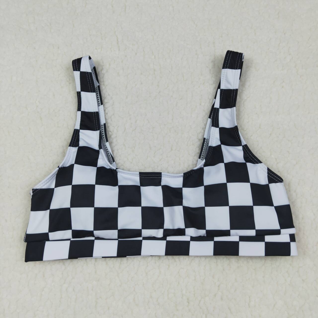 Adult women black checkered swim top