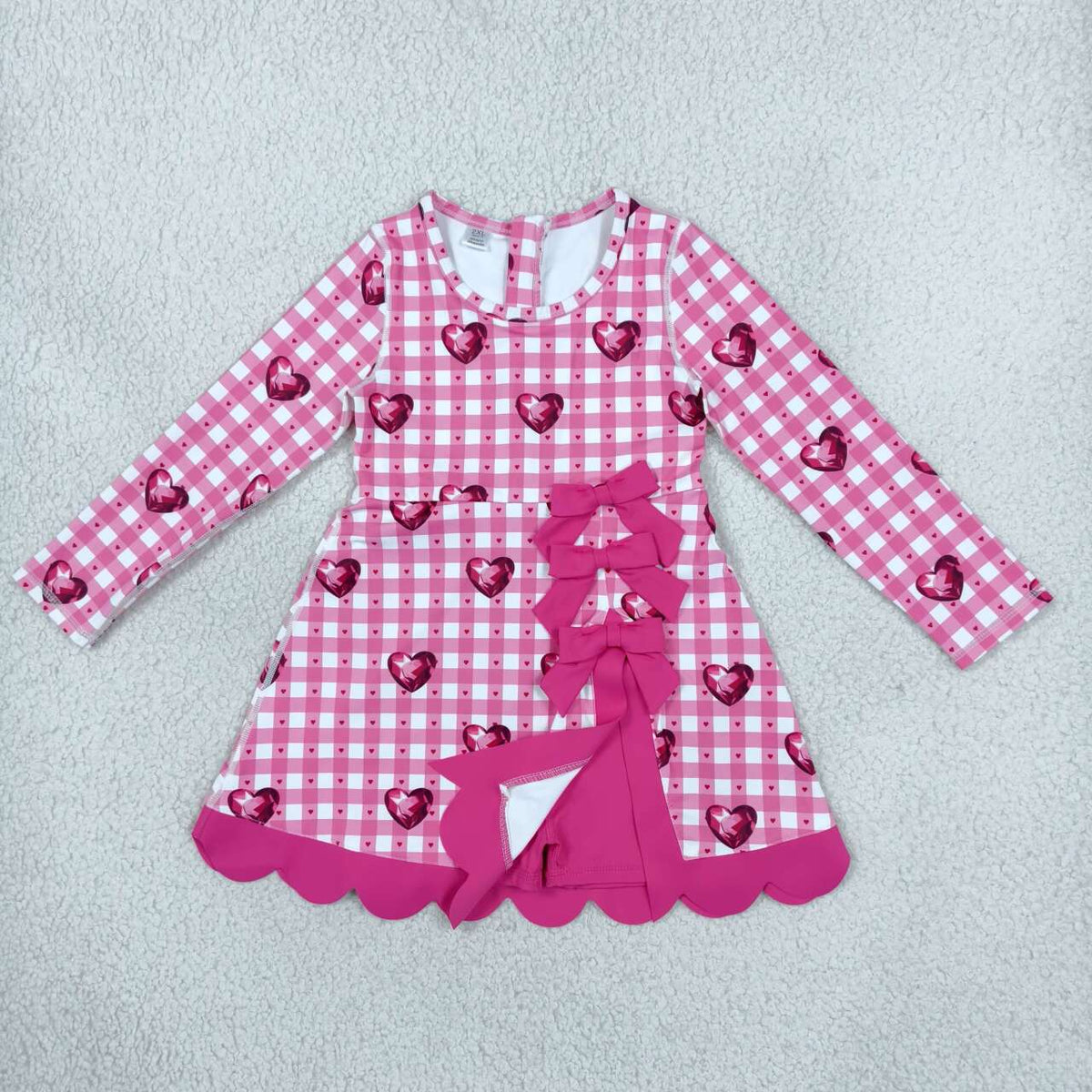 Red bow design girls long sleeve yoga dress