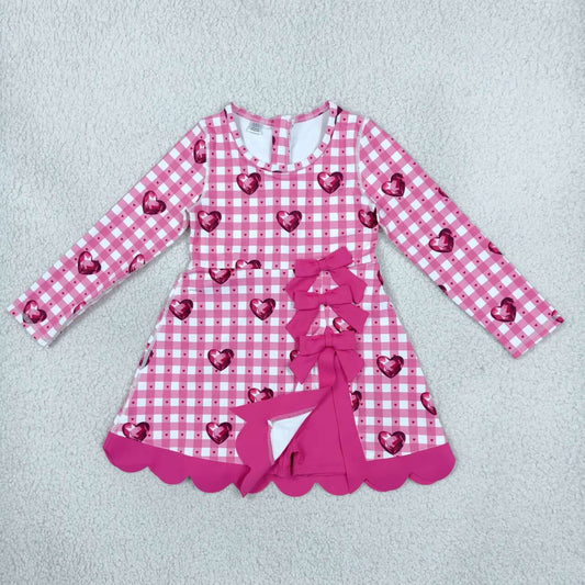 Red bow design girls long sleeve yoga dress