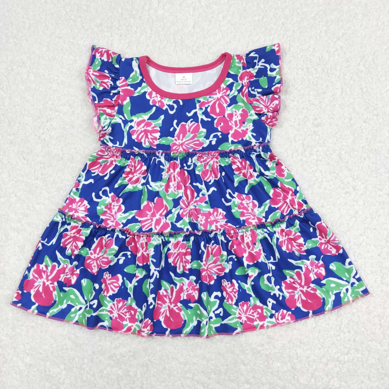 baby girls blue hot pink floral shirt