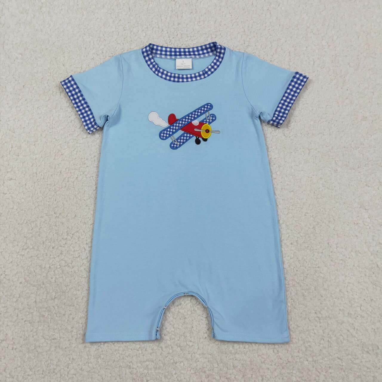 Airplane print toddle baby boy embroidery romper