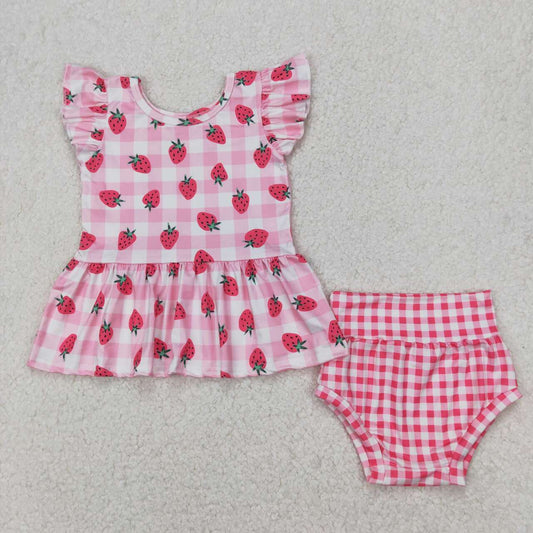 toddle girls strawberry bummies set