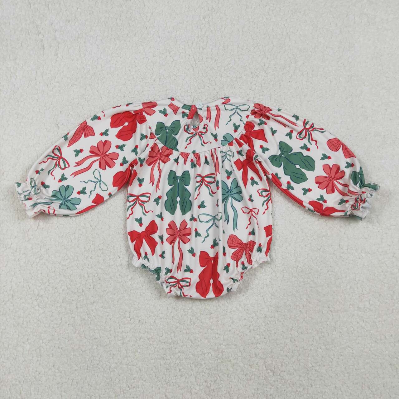 Christmas red green bow toddle girls romper