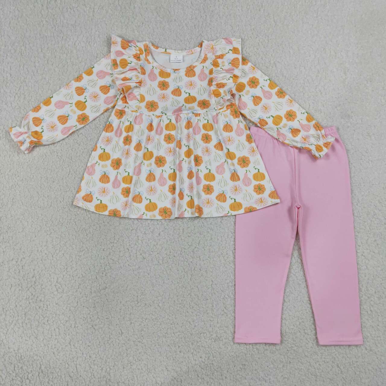 Floral pumpkin long sleeve top matching legging girls outfit