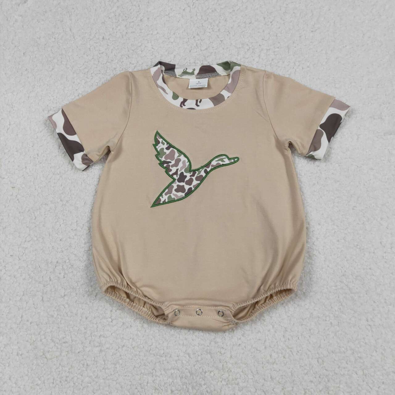 Embroidery Camo duck toddle baby boy short sleeve romper