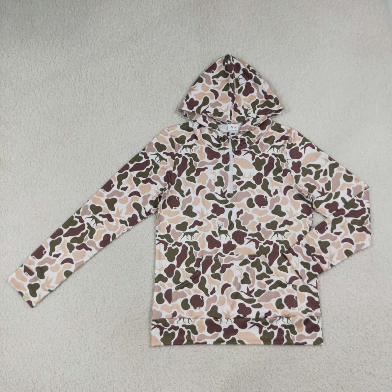 Adult women deer camo long sleeve hoodie top