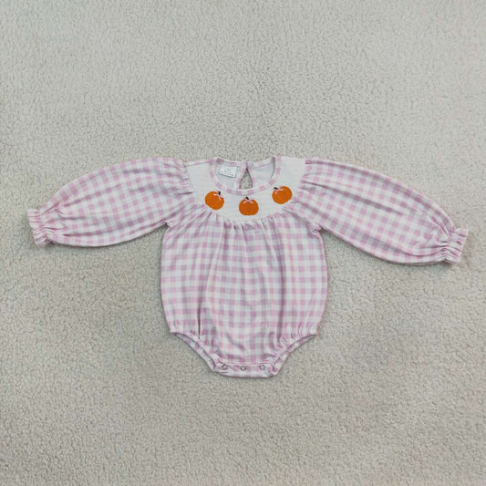 Toddle baby girl fall pumpkin long sleeve embroidery romper